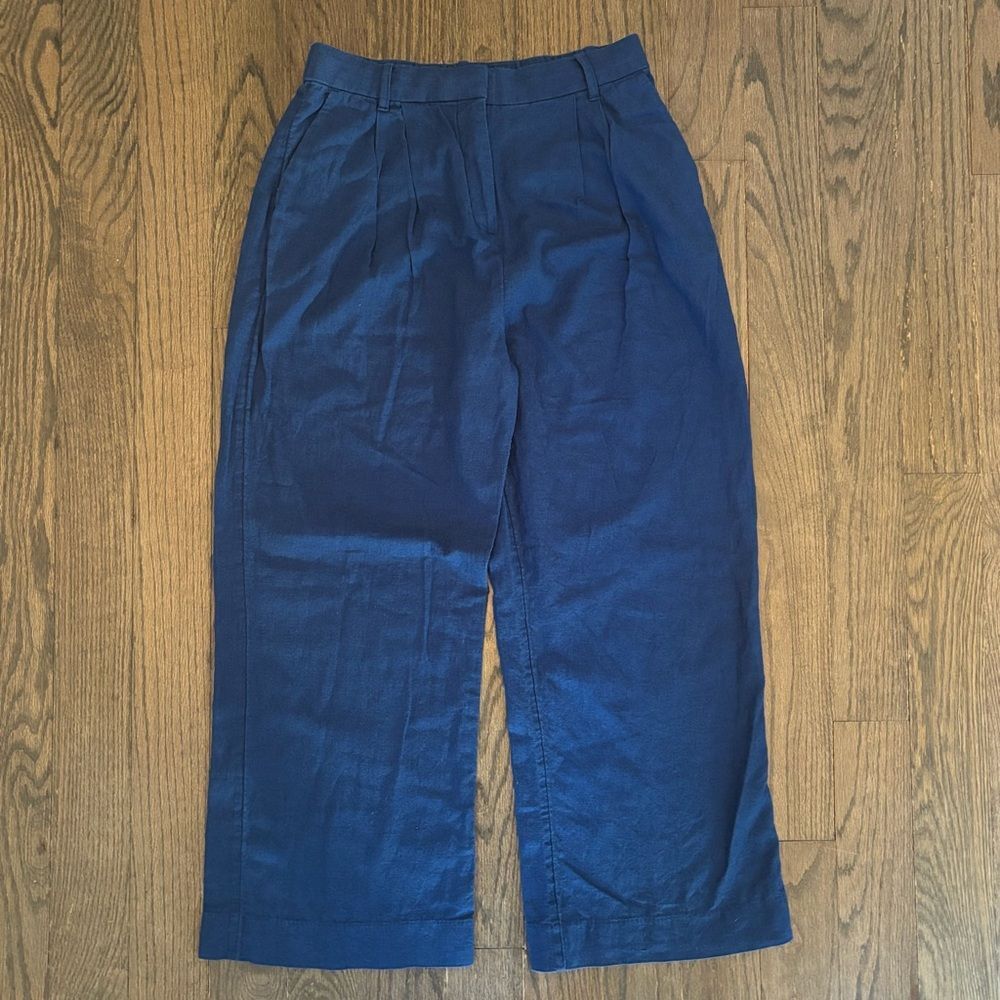 Abercrombie & Fitch Pleated Wide Leg Tailored Linen Blend Pants • size Med Short - Picture 4 of 7